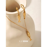 18K Gold-Plated Fish Pendant Cable Chain Necklace