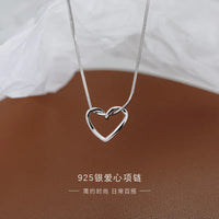 Hollow Heart Necklace White Gold Color