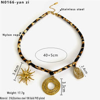 Gold Sun Circle Portrait Three Pendant Necklace