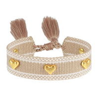 (Three-Dimensional Love) Gold Metallic Tack Bracelet-12A