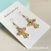 Boucles d'oreilles pendantes Cristaux dorés et colorés