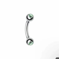 Green Double Diamond Eyebrow Ring