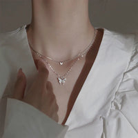 Large and small butterfly necklace