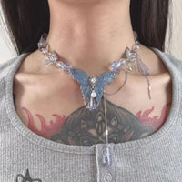 Blue Crystal Butterfly Necklace X3906