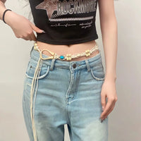 White Woven Buckle Waist Chain K0131B