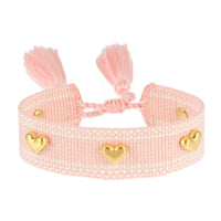 (Three-Dimensional Love) Gold Metallic Tack Bracelet-58A