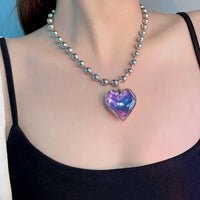 Collier Cœur d'Amour Coloré - Chaîne de perles