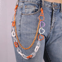 Peach heart double-layer pants chain Orange