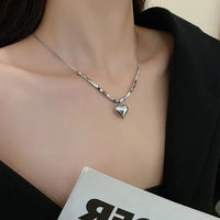 10# Necklace-Silver Heart-Shaped Multi-Part