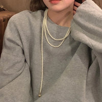 13# Necklace. Double Layers Loving Heart Pearl.