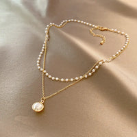 Collier de perles double rang-B028 Or