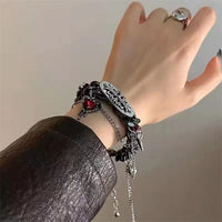 Red leather bracelet S0849A