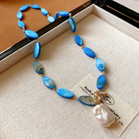 34# Collier - Perles d'eau douce bleues