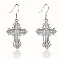 Boucle d'oreille crochet diamant blanc argenté
