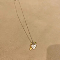 Mangxing Love Heart Green Diamond Necklace