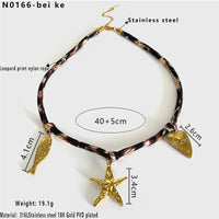 Gold Starfish Small Fish Love Three Pendant Necklace