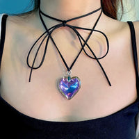Collier Cœur Amour coloré-Cordon ciré