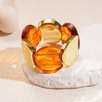 27# Bracelet-Gold/1.3*1.1cm-Dark Coffee Color