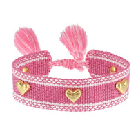 (Three-Dimensional Love) Gold Metallic Tack Bracelet-23A