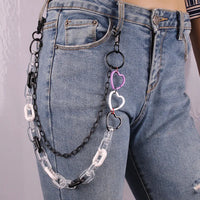 Peach heart double-layer pants chain Black