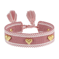 (Three-Dimensional Love) Gold Metallic Tack Bracelet-83A