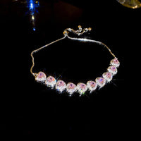 86#Bracelet-Silver-Pink Heart