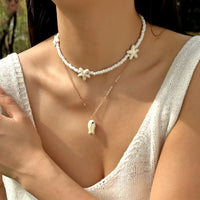 White Bead Double-Layer Necklace Nc25y0391