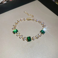 26#Bracelet-Gold-Green Zircon