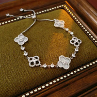 46#Bracelet-Silver-Rhombus Flower