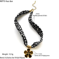 Oil-Spot Glaze Flowers Necklace