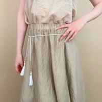 White Rope Dzi Bead Braided Waist Chain K0177A