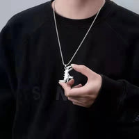 Silver Gray Little Dinosaur-Titanium Steel Necklace 70cm