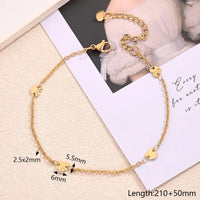Embossed Heart-Shaped Spacer Anklet (Gold)
