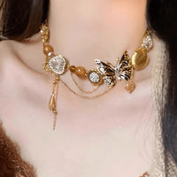 Heavy industry butterfly tassel necklace