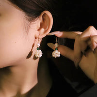 Boucles d'oreilles boules perles en pierres naturelles