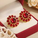 18K Gold-Plated Floral Glass Stud Earrings