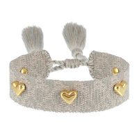 (Three-Dimensional Love) Gold Metallic Tack Bracelet-73A