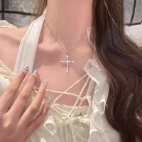 Cross Necklace White Diamond