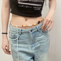 White Woven Beaded Waist Chain K0129A