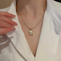 18# Necklace-Golden Square (Real Gold Plating)