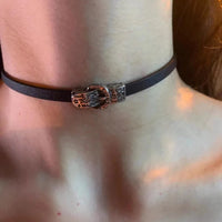 Three-dimensional leather buckle collar X3945