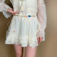 Blue Beaded Braided Waist Chain K0167