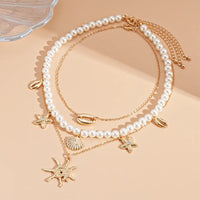 39# Necklace-Gold/1.3*1.1cm-White (Three-Piece Set)