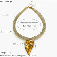 Golden Knitted Mesh with Large Leaves