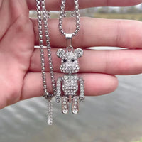 Full Diamond Violent Bear-Titanium Steel Necklace 70cm