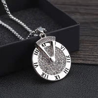 Roman Numerals-Titanium Steel Necklace 70cm