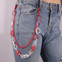 Peach heart double-layer pants chain Red