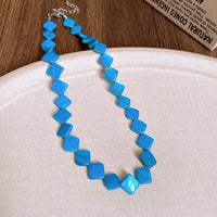 33# Collier-Bleu-Carré (Acier inoxydable)