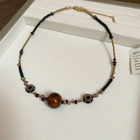 41# Collier-Café-Perles rondes