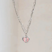 Collier Cœur Fendu Rose